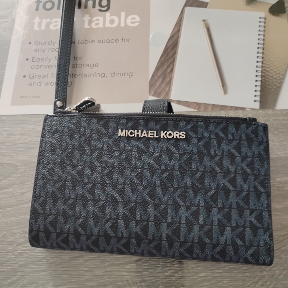 Michael Kors Women's Navy Monogram Wristlet